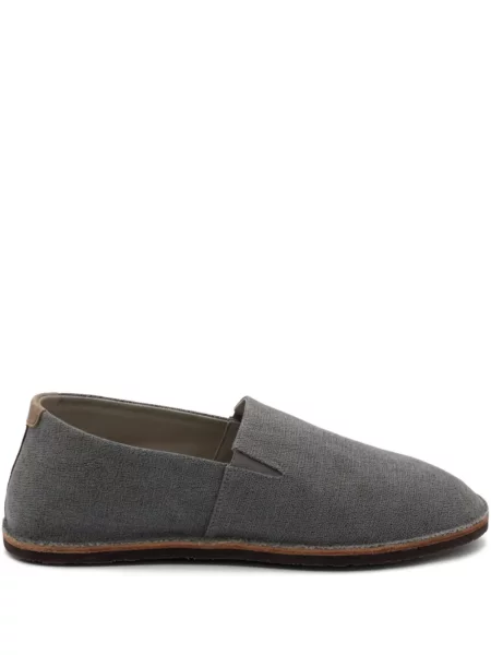 Espadrile Brunello Cucinelli slip-on din canvas gri