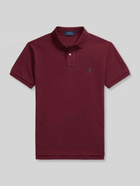 Koszulka polo o kroju slim fit z czystej bawełny Polo Ralph Lauren czerwona
