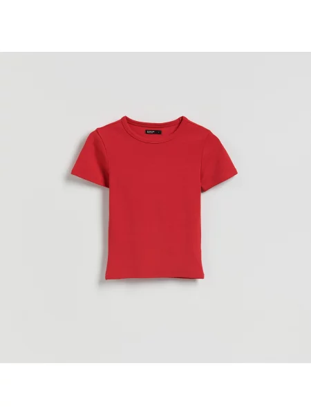Reserved Tričko slim fit s modalem červená