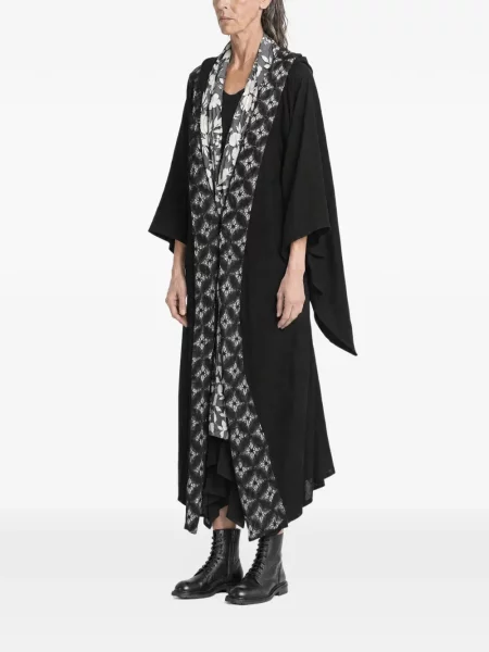 Palton Yohji Yamamoto cu model floral cu imagine negru