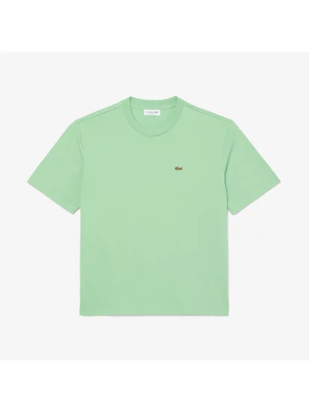 Lacoste Koszulka Z Miękkiej Bawełny O Luźnym Kroju zielona