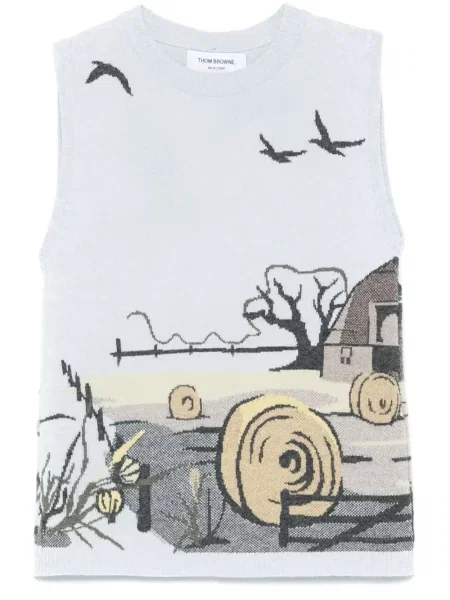 Vestă Thom Browne din cașmir albastru