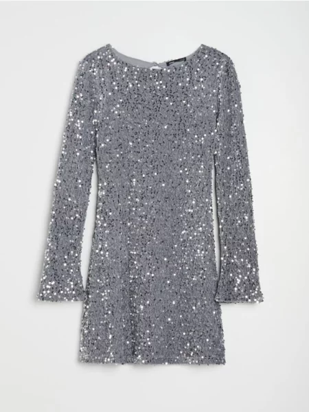 Міні-сукня з паєтками срібний