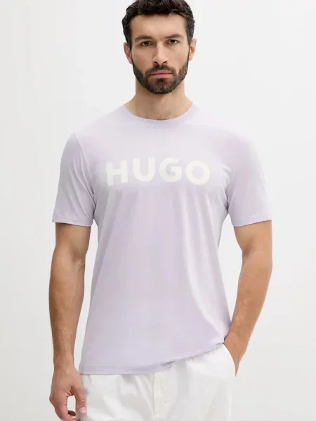 Тениска Hugo с принт черно