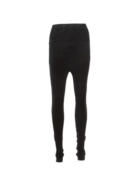 Pantaloni Isabel Marant din piele de căprioară negru