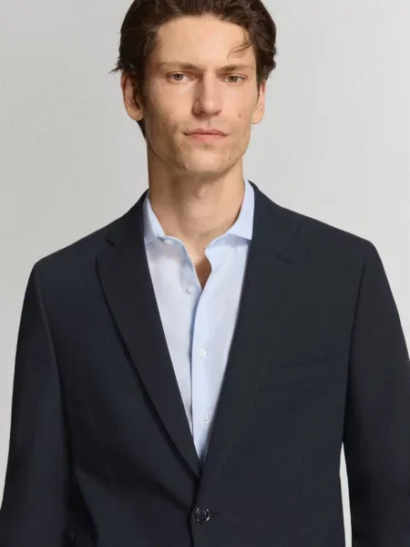 Marynarka garniturowa London regular fit Mężczyzna 50 MANGO MAN granatowy