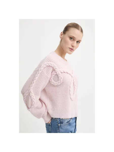 Sweter Munthe wełniany różowy