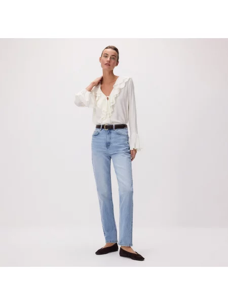 Reserved Mom fit džíny s delší nohavicí modrá