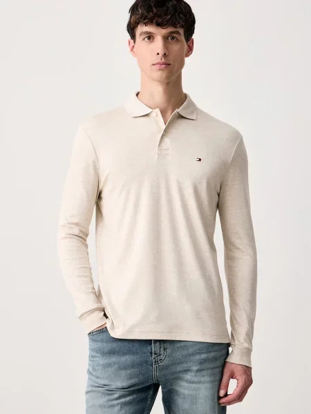 Tricou cu mânecă lungă Tommy Hilfiger bej