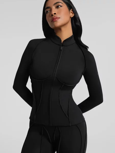 BetterMe hanorac cu pentru femei Contour Zip-Up negru