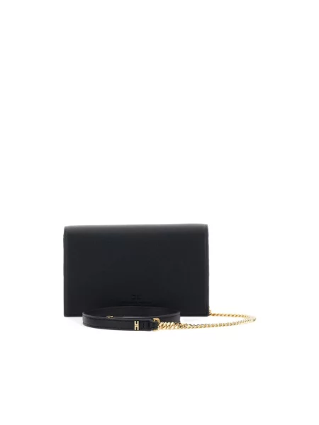 Torebka skórzana Elisabetta Franchi skórzana czarna