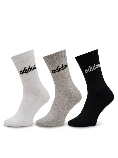 Adidas Κάλτσες μακριές Linear Crew Cushioned Socks 3 Pairs Γκρι λευκό