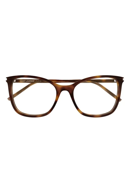 Ochelari de soare Saint Laurent Eyewear cu imprimeu geometric maro
