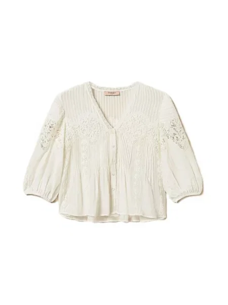 Bluzka Twinset z dekoltem w serek biała