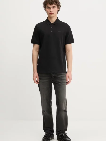 Polo majica Tommy Jeans črna