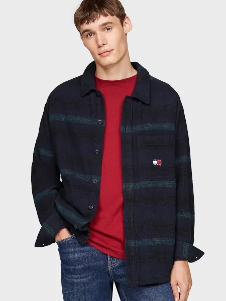 Картата сорочка Tommy Jeans синя