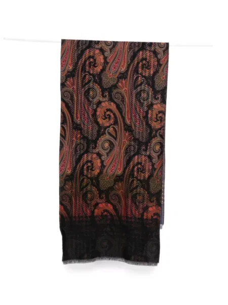 Fular Etro de lână cu imagine cu model paisley albastru