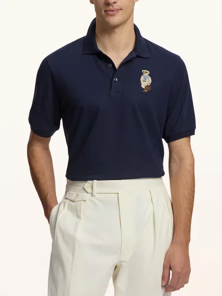 Ralph Lauren Purple Label Polokošile Z Piké tmavě modrá / tmavě hnědá béžová