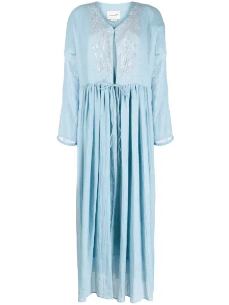 Rochie Bambah cu broderie plisată de costum albastru