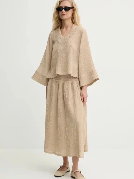 By Malene Birger spódnica SOL maxi rozkloszowana beżowy