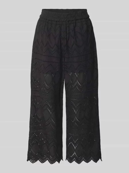 Kuloty o kroju regular fit z haftem angielskim Christian Berg Woman Selection czarne