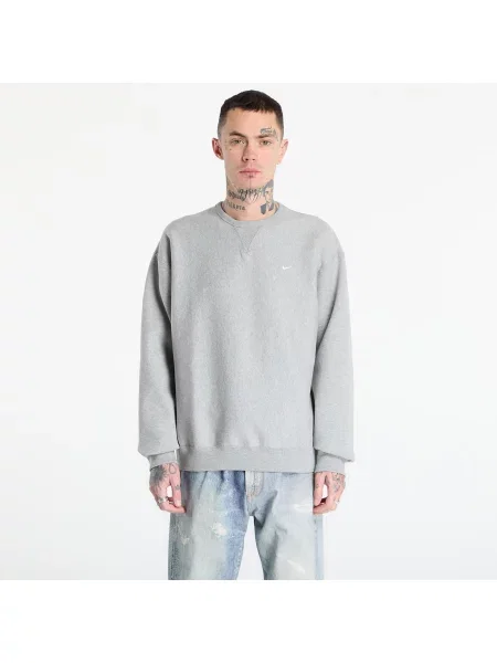 Суитшърт Nike Solo Swoosh Fleece Crew Dk Grey Heather/ White S бяло