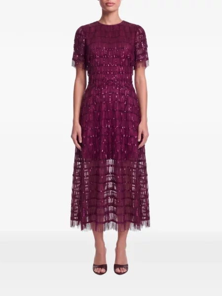 Rochie midi Post Meridiem cu paiete roșu