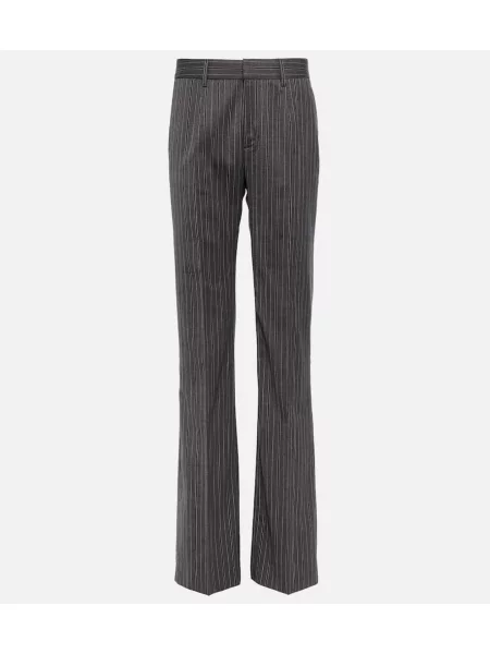 Spodnie Alessandra Rich z wysoką talią w paski szare