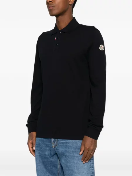Μακρύς polo Moncler με αυτόγραφο μαύρο