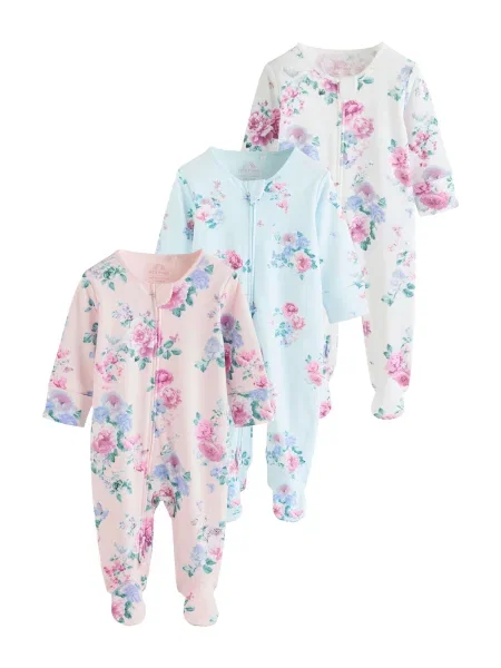 Next Pijamale verde mentă / roz / magenta alb