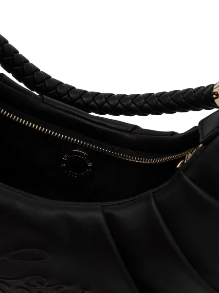 Шопинг чанта Love Moschino плетена с автограф черно