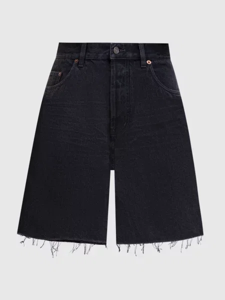 Джинсові шорти з бахромою Saint Laurent сірі