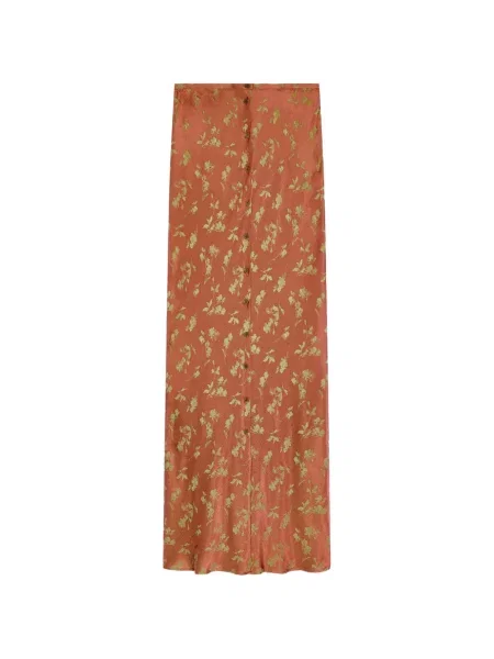 Lung fustă Dries Van Noten din jacard maro