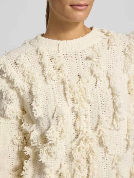 Sweter z dzianiny z okrągłym dekoltem model Jennasee' Msch Copenhagen biały