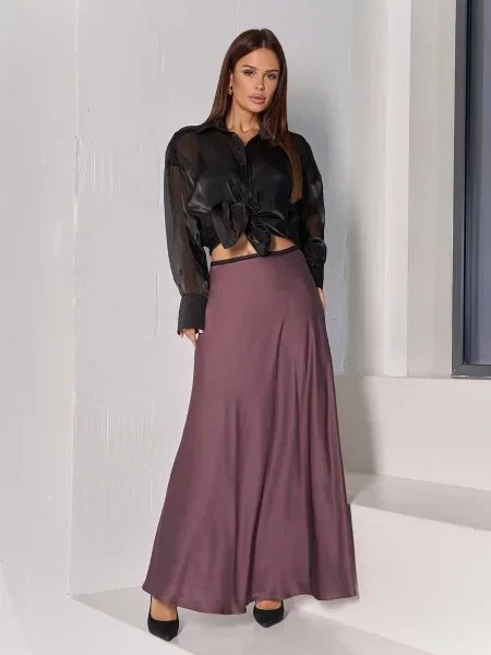 ISSA Plus Спідниця максі Шовк коричневий