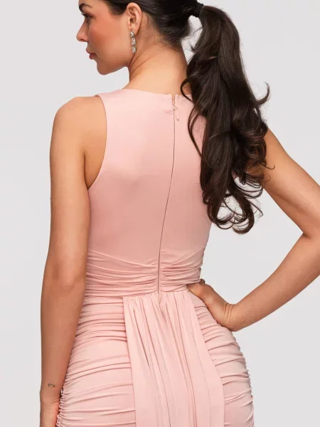 Rochie maxi Edoti cu decolteu în V roz