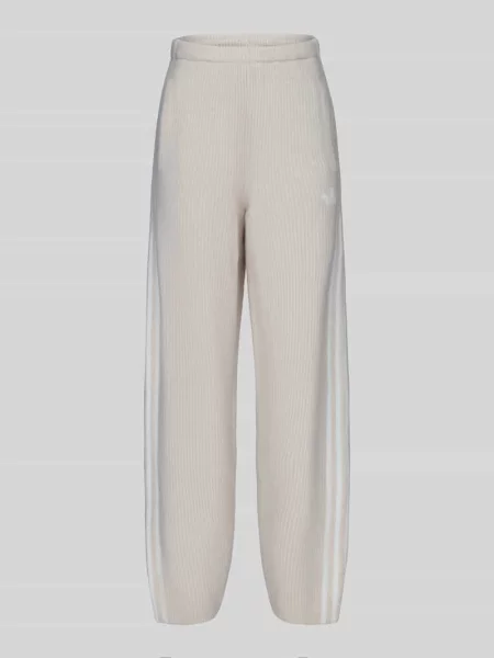 Spodnie dresowe z wysokim stanem z lampasami Adidas Originals beżowe