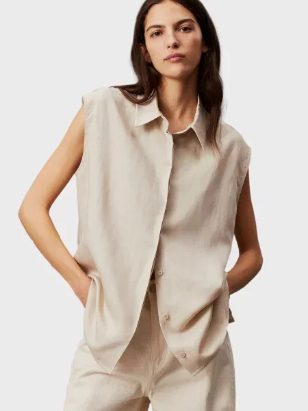 Лляна сорочка Calvin Klein бежева