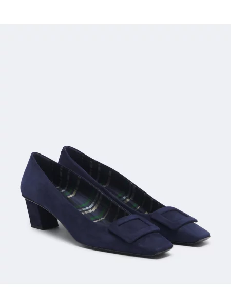Pantofi cu toc Roger Vivier din piele de căprioară albastru