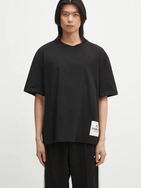 Fiorucci póló Logo Label Boxy Fit nyomott mintás fekete