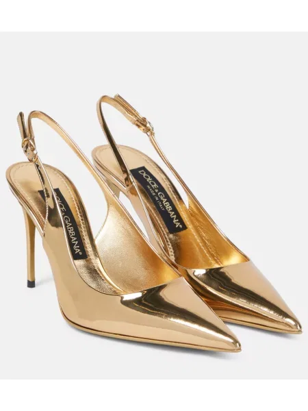 Kožené lodičky Dolce&gabbana s otevřenou patou zlaté