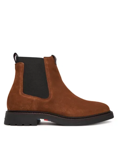 Tommy Hilfiger Gležnjarji Chelsea Comfort Lwt rjava