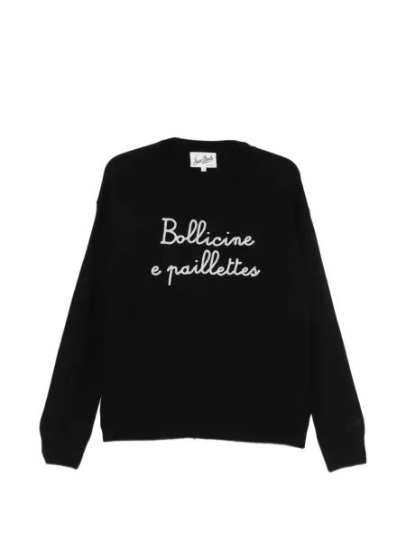 Pulover Mc2 Saint Barth cu broderie cu decolteu rotund negru