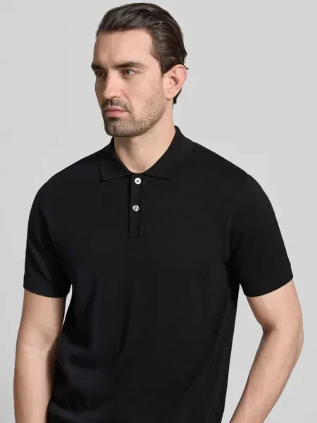 Koszulka polo w dzianinowym wyglądzie krój regular fit Christian Berg Men czarne