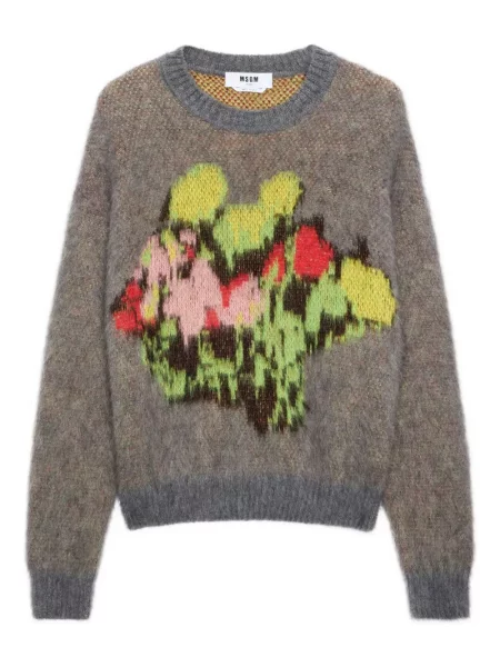 Pulover Msgm cu model floral gri