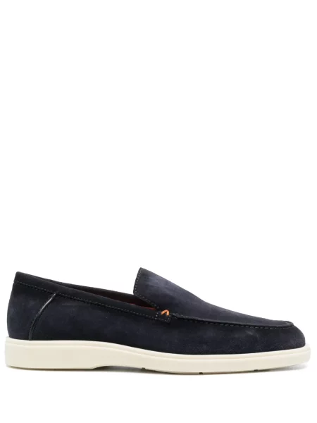 Pantofi loafer Santoni din piele de căprioară albastru