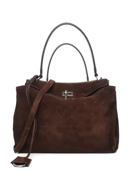 Top Balenciaga din piele de căprioară maro