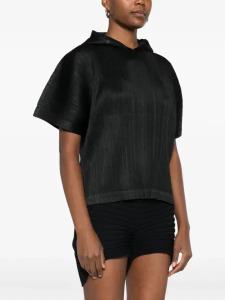 Plisirana majica Pleats Please Issey Miyake crna