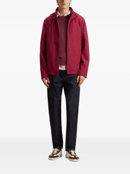 Jachetă cu glugă Woolrich cu glugă roșu