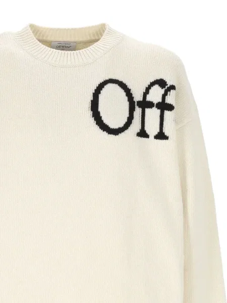 Pulover Off-white cu autograf alb